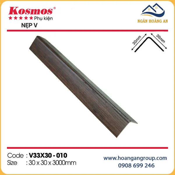 Nẹp Góc V Nhựa Giả Gỗ Tấm Ốp Tường Kosmos V33x30-010 Nẹp Góc V Nhựa Giả Gỗ Tấm Ốp Tường Kosmos V33x30-010
