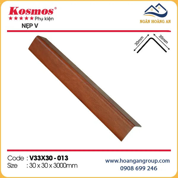 Nẹp Góc V Nhựa Giả Gỗ Tấm Ốp Tường Kosmos V33x30-013