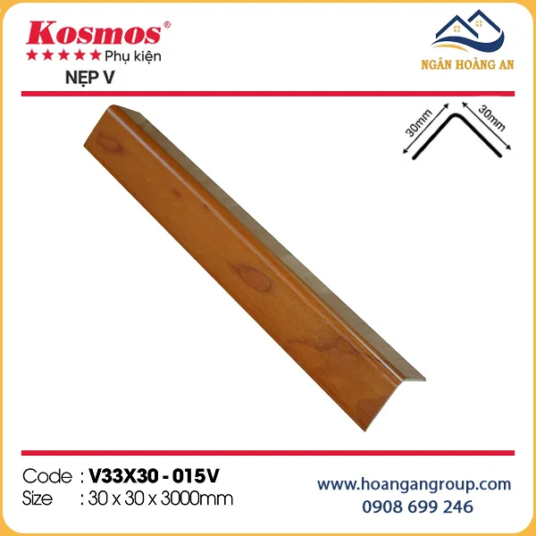 Nẹp Góc V Nhựa Giả Gỗ Tấm Ốp Tường Kosmos V33x30-015V Nẹp Góc V Nhựa Giả Gỗ Tấm Ốp Tường Kosmos V33x30-015V