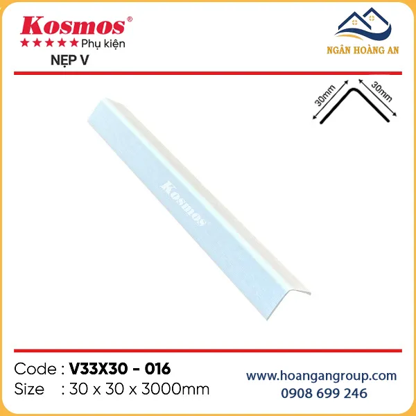 Nẹp Góc V Nhựa Giả Gỗ Tấm Ốp Tường Kosmos V33x30-016