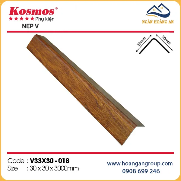 Nẹp Góc V Nhựa Giả Gỗ Tấm Ốp Tường Kosmos V33x30-018