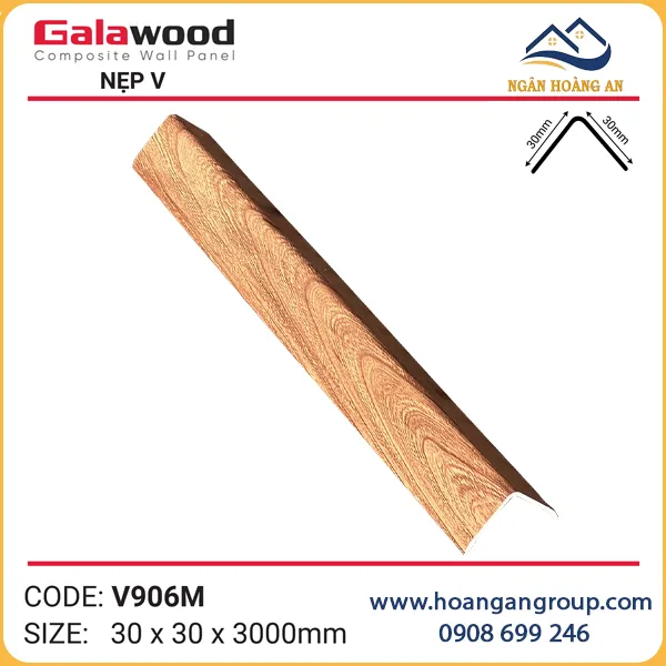 Nẹp Góc V30x30 Nhựa Giả Gỗ Galawood V906M Nẹp Góc V30x30 Nhựa Giả Gỗ Galawood V906M