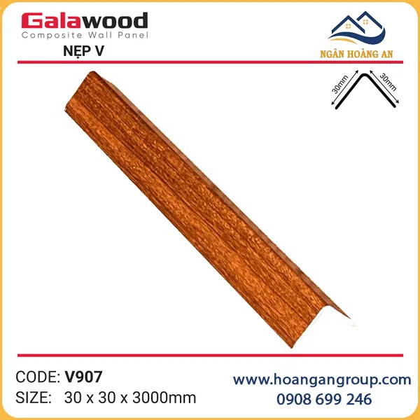 Nẹp Góc V30x30 Nhựa Giả Gỗ Galawood V907 Nẹp Góc V30x30 Nhựa Giả Gỗ Galawood V907