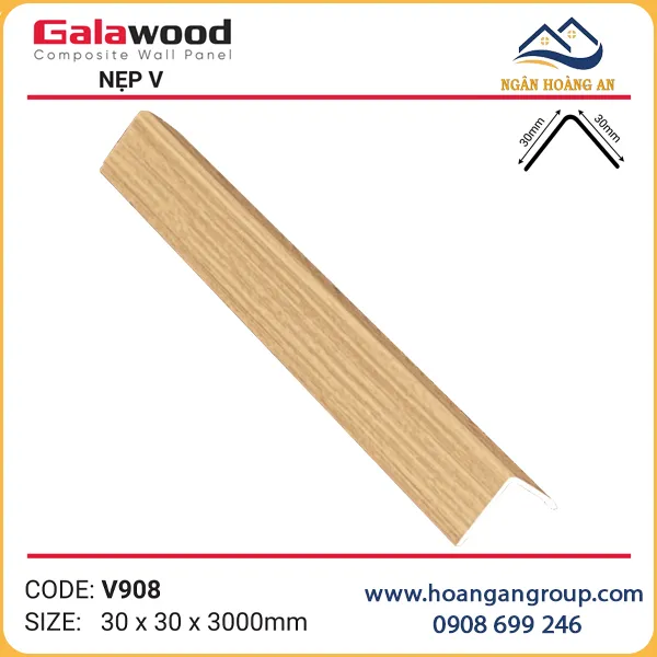 Nẹp Góc V30x30 Nhựa Giả Gỗ Galawood V908