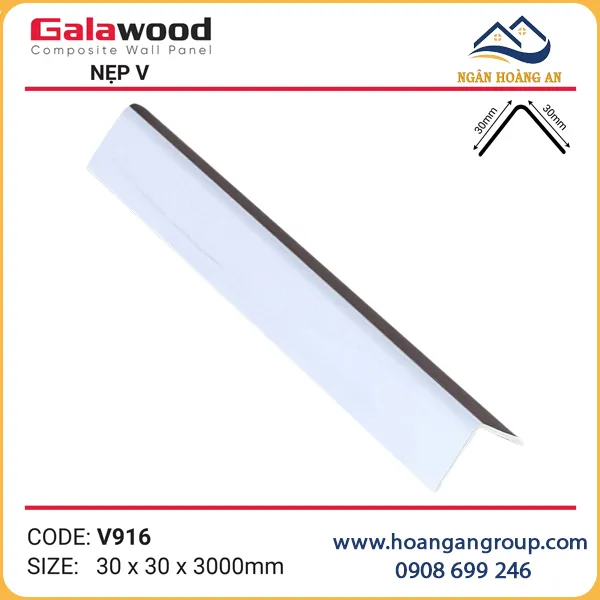 Nẹp Góc V30x30 Vân Giấy Trắng Galawood V916
