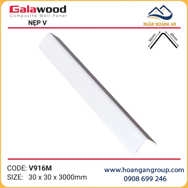 Nẹp Góc V30x30 Vân Giấy Trắng Galawood V916M