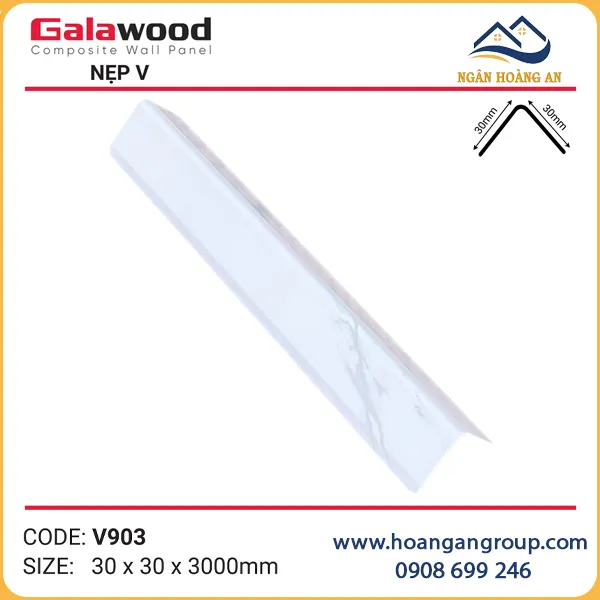 Nẹp Góc V30x30 Trắng Vân Mây Galawood V903