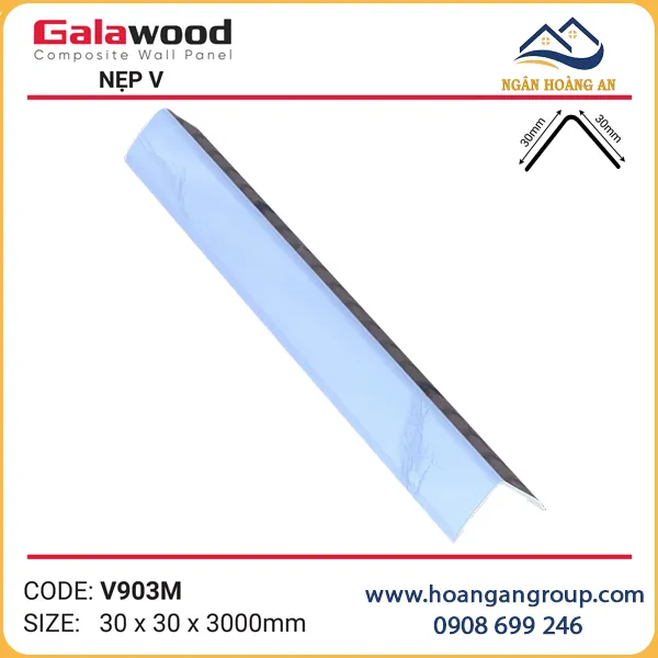 Nẹp Góc V30x30 Trắng Vân Mây Galawood V903M Nẹp Góc V30x30 Trắng Vân Mây Galawood V903M