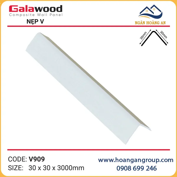 Nẹp Góc V30x30 Vân Vải Kem Galawood V909