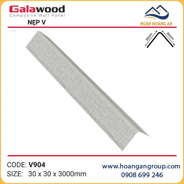Nẹp Góc V30x30 Vân Vải Xám Galawood V904 Nẹp Góc V30x30 Vân Vải Xám Galawood V904
