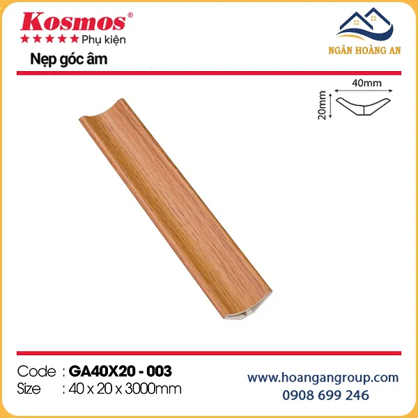 Nẹp Góc Âm Trang Trí Tấm Ốp Kosmos GA40x20-003