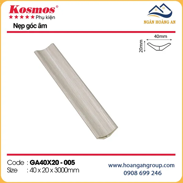 Nẹp Góc Âm Trang Trí Tấm Ốp Kosmos GA40x20-005