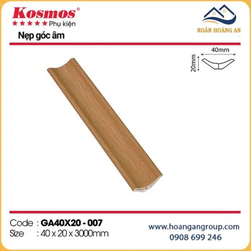 Phào Góc Âm Trang Trí Tấm Ốp Kosmos GA40x20-007