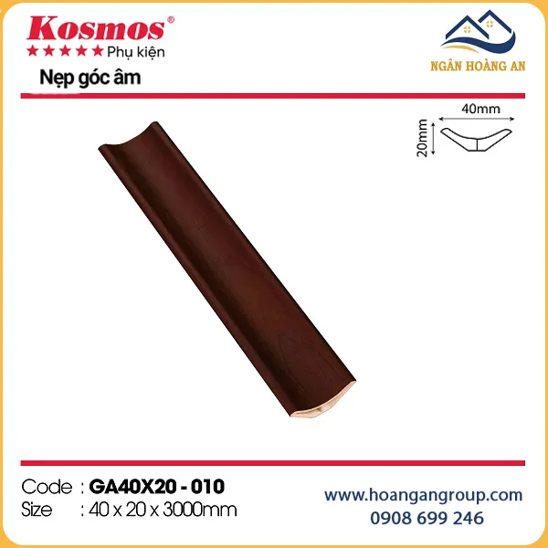 Nẹp Góc Âm Trang Trí Tấm Ốp Kosmos GA40x20-010