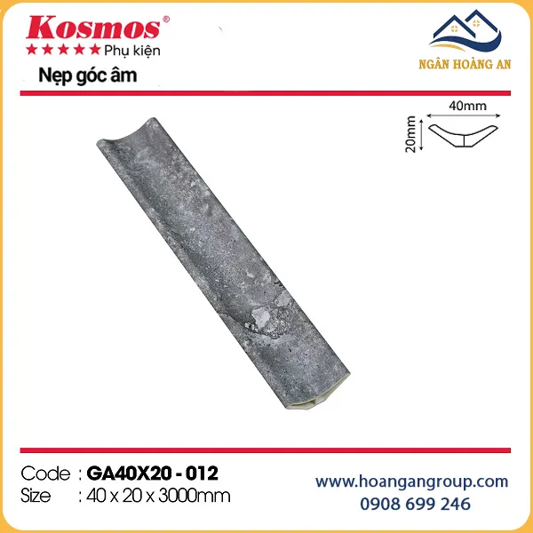 Nẹp Góc Âm Trang Trí Tấm Ốp Kosmos GA40x20-012