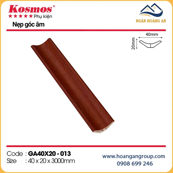 Nẹp Góc Âm Trang Trí Tấm Ốp Kosmos GA40x20-013