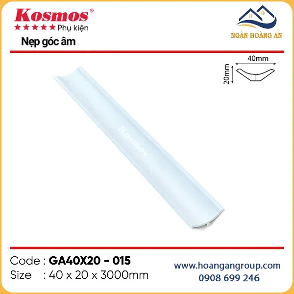 Nẹp Góc Âm Trang Trí Tấm Ốp Kosmos GA40x20-015