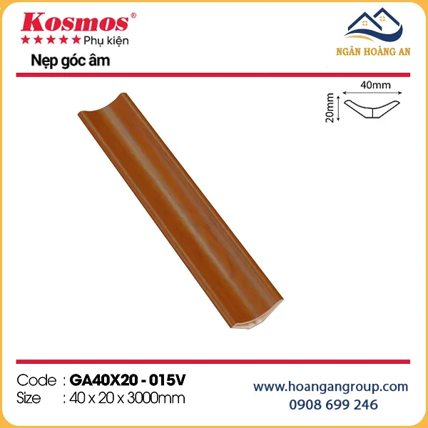 Nẹp Góc Âm Trang Trí Tấm Ốp Kosmos GA40x20-015V