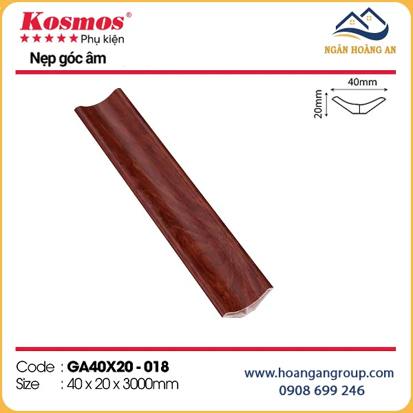 Nẹp Góc Âm Trang Trí Tấm Ốp Kosmos GA40x20-018