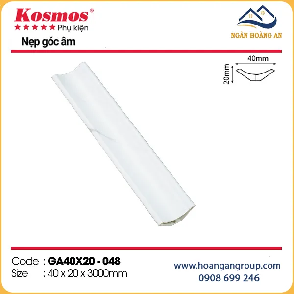 Nẹp Góc Âm Trang Trí Tấm Ốp Kosmos GA40x20-048