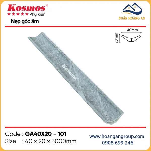 Nẹp Góc Âm Trang Trí Tấm Ốp Kosmos GA40x20-101