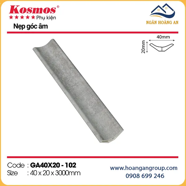 Nẹp Góc Âm Trang Trí Tấm Ốp Kosmos GA40x20-102