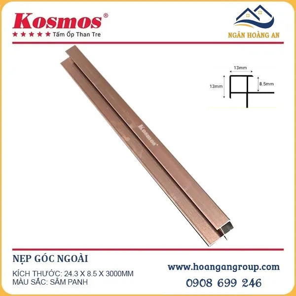 Nẹp Góc Ngoài Ốp Tấm Than Tre Kosmos Màu Sâm Banh