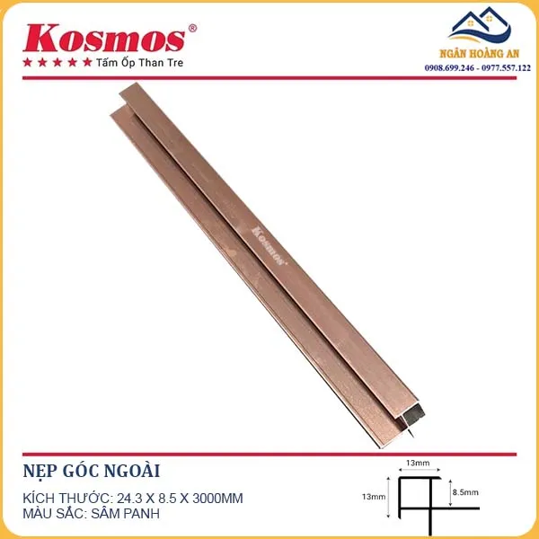 Nẹp Kết Thúc Góc Ngoài Tấm Ốp Đa Năng Sợi Than Tre Kosmos