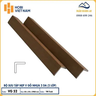 Nẹp Góc V Gỗ Nhựa Ngoài Trời 2 Da Hobiwood VG52 YM Teak