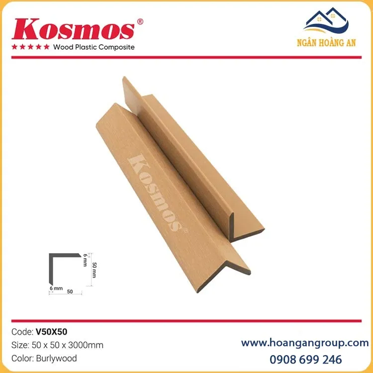 Nẹp Góc V Gỗ Nhựa Ngoài Trời 2 Da Kosmos V50X50 Burlywood Nẹp Góc V Gỗ Nhựa Ngoài Trời 2 Da Kosmos V50X50 Burlywood