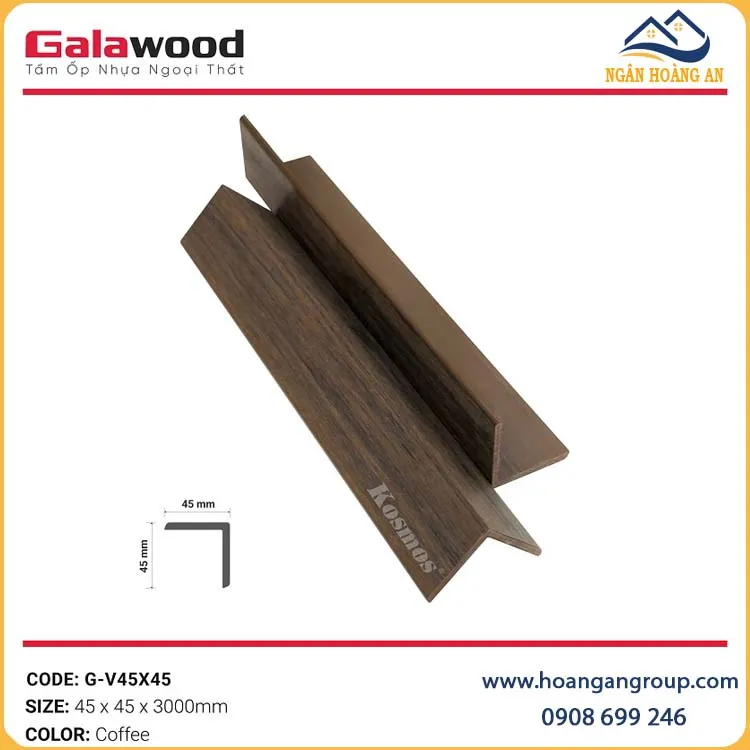 Nẹp Góc V Gỗ Nhựa Phủ ASA Galawood G-V45X45 Coffee