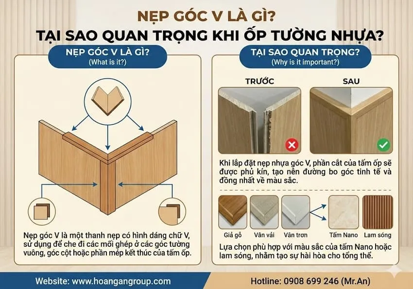 Nẹp Góc V Là Gì? Tại Sao Quan Trọng Khi Ốp Tường Nhựa? Nẹp Góc V Là Gì? Tại Sao Quan Trọng Khi Ốp Tường Nhựa?