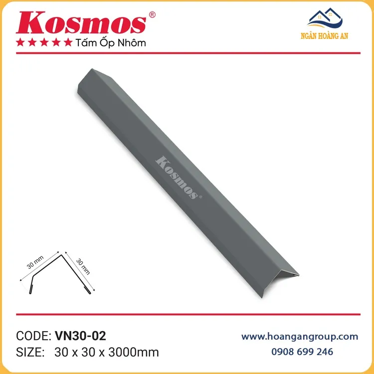 Nẹp Góc V Nhôm Kosmos VN30-02 Màu Xám