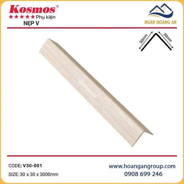 Nẹp Góc V30x30 Tấm Nhựa Ốp Tường Kosmos V30-001