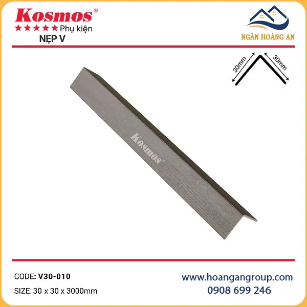 Nẹp Góc V30x30 Tấm Nhựa Ốp Tường Kosmos V30-010