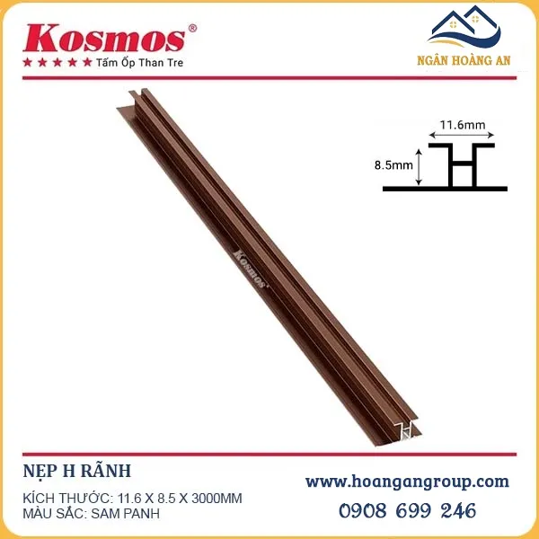 Nẹp H12 Rảnh Ốp Tấm Than Tre Kosmos Màu Sâm Banh