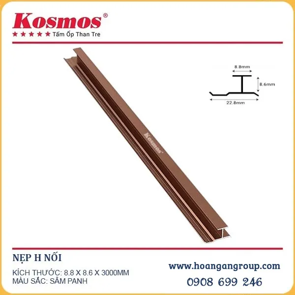 Nẹp H8 Nối Yấm Than Tre Kosmos Màu Sâm Banh