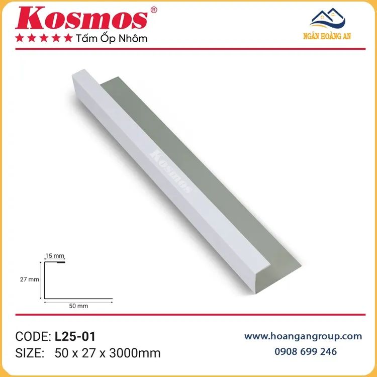 Nẹp Kết Thúc Chữ L Kosmos L25-01 Màu Trắng