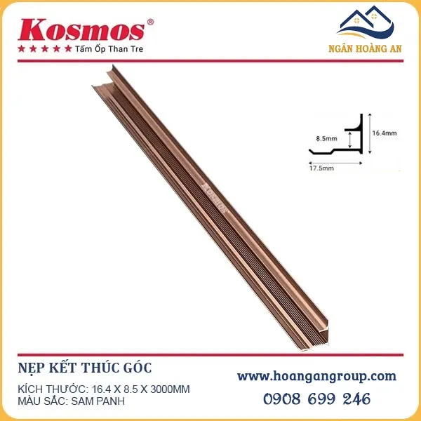 Nẹp Kết Thúc Góc Ốp Tấm Than Tre Kosmos Màu Sâm Banh