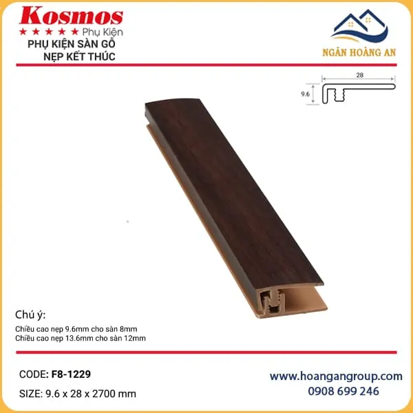 Nẹp Nhựa F Kết Thúc Sàn Gỗ Kosmos F8-1229