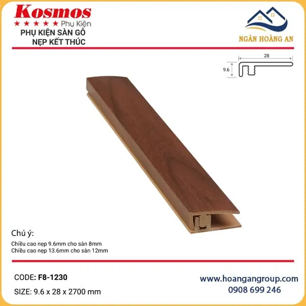 Nẹp Nhựa F Kết Thúc Sàn Gỗ Kosmos F8-1230