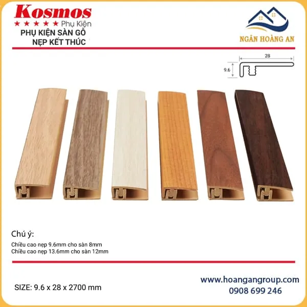 Nẹp Nhựa F Kết Thúc Sàn Gỗ Kosmos F8