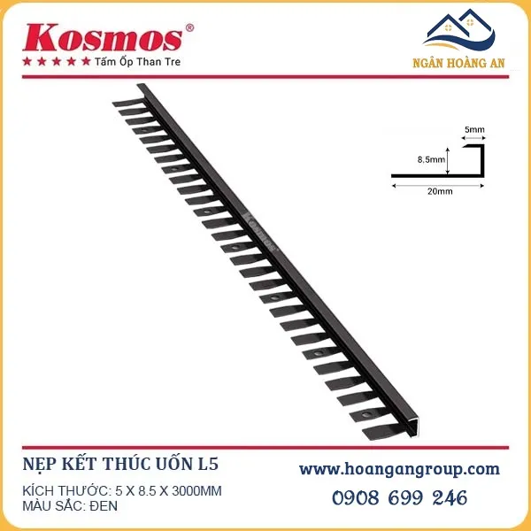 Nẹp Kết Thúc Uốn L5 Tấm Than Tre Kosmos Màu Đen