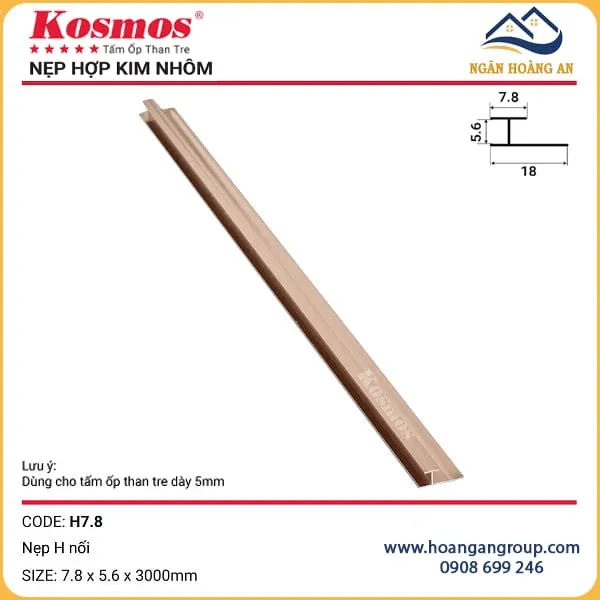 Nẹp H7.8 Nối Tấm Than Tre Kosmos 5mm Màu Sâm Panh Nẹp H7.8 Nối Tấm Than Tre Kosmos 5mm Màu Sâm Panh
