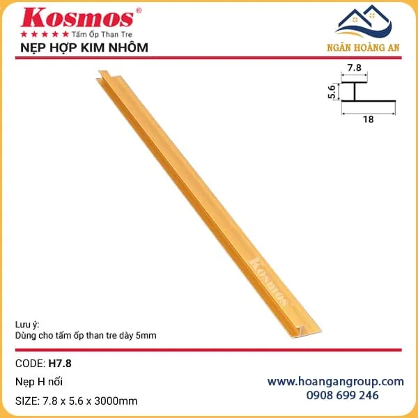 Nẹp H7.8 Nối Tấm Than Tre Kosmos 5mm Màu Vàng Nẹp H7.8 Nối Tấm Than Tre Kosmos 5mm Màu Vàng