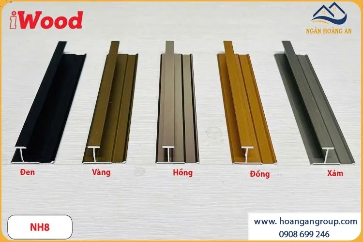 Nẹp Nhôm Chữ H Ốp Tấm Than Tre iWood NH8