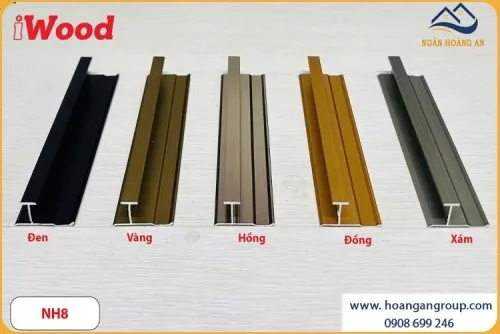 Nẹp Nhôm Chữ H Ốp Tấm Than Tre iWood NH8