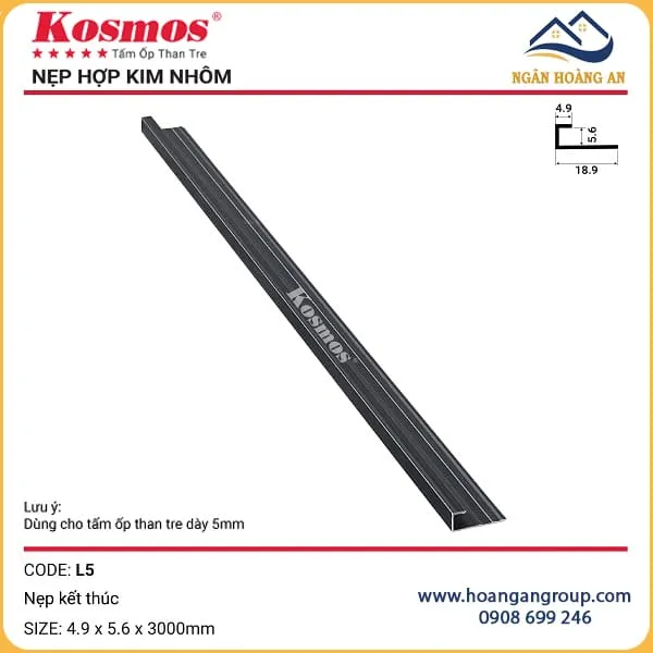Nẹp Kết Thúc L5 Tấm Ốp Than Tre Kosmos 5mm Màu Đen Nẹp Kết Thúc L5 Tấm Ốp Than Tre Kosmos 5mm Màu Đen