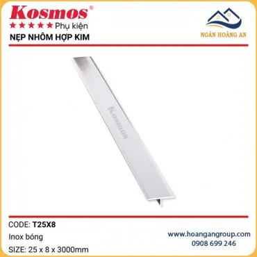 Nẹp T Nhôm Hợp Kim Kosmos T25x8 Inox Bóng