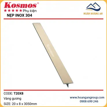 Nẹp T20 Inox 304 Tấm Than Tre Kosmos T20x8 Vàng Gương
